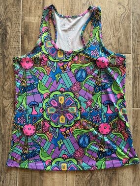 Pickleball Bella Racerback Tank | groovy print sz L